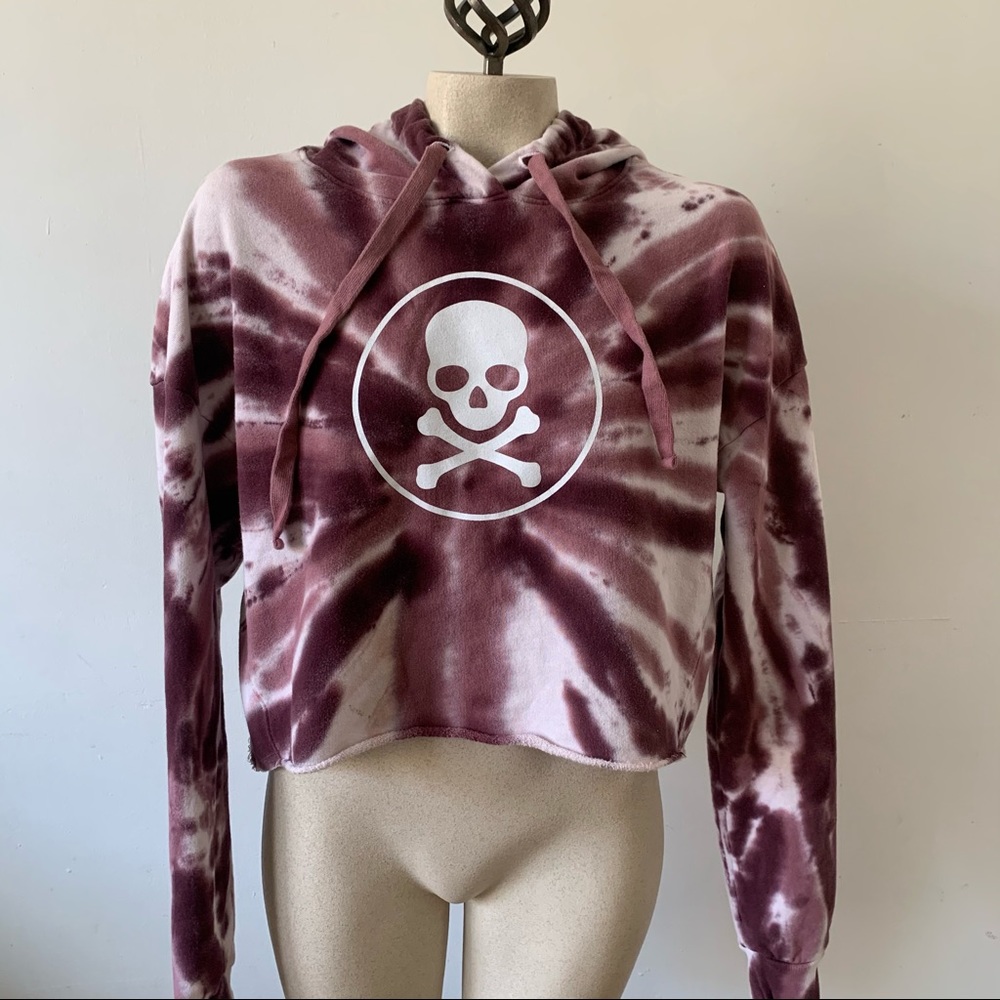 Soul Purple Tie Dye Skull Cropped Sweater XS